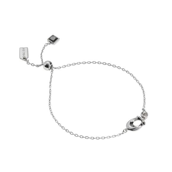 COACH Chubby C Logo Crystal Charm Signature Women’s Slider Bolo Bracelet New - Picture 2 of 8